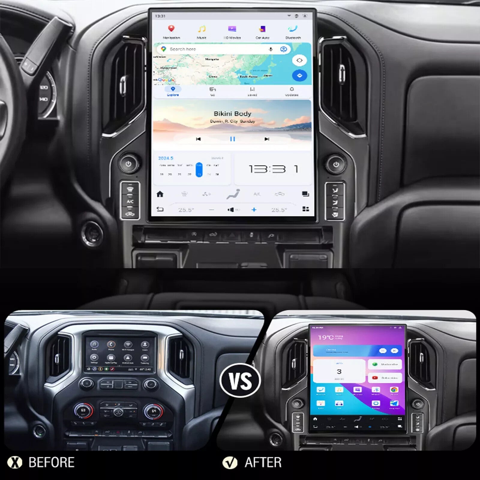15.6 Car Radio for Chevrolet Silverado for GMC for Sierra 2019-2023 Android 13.0 Screen