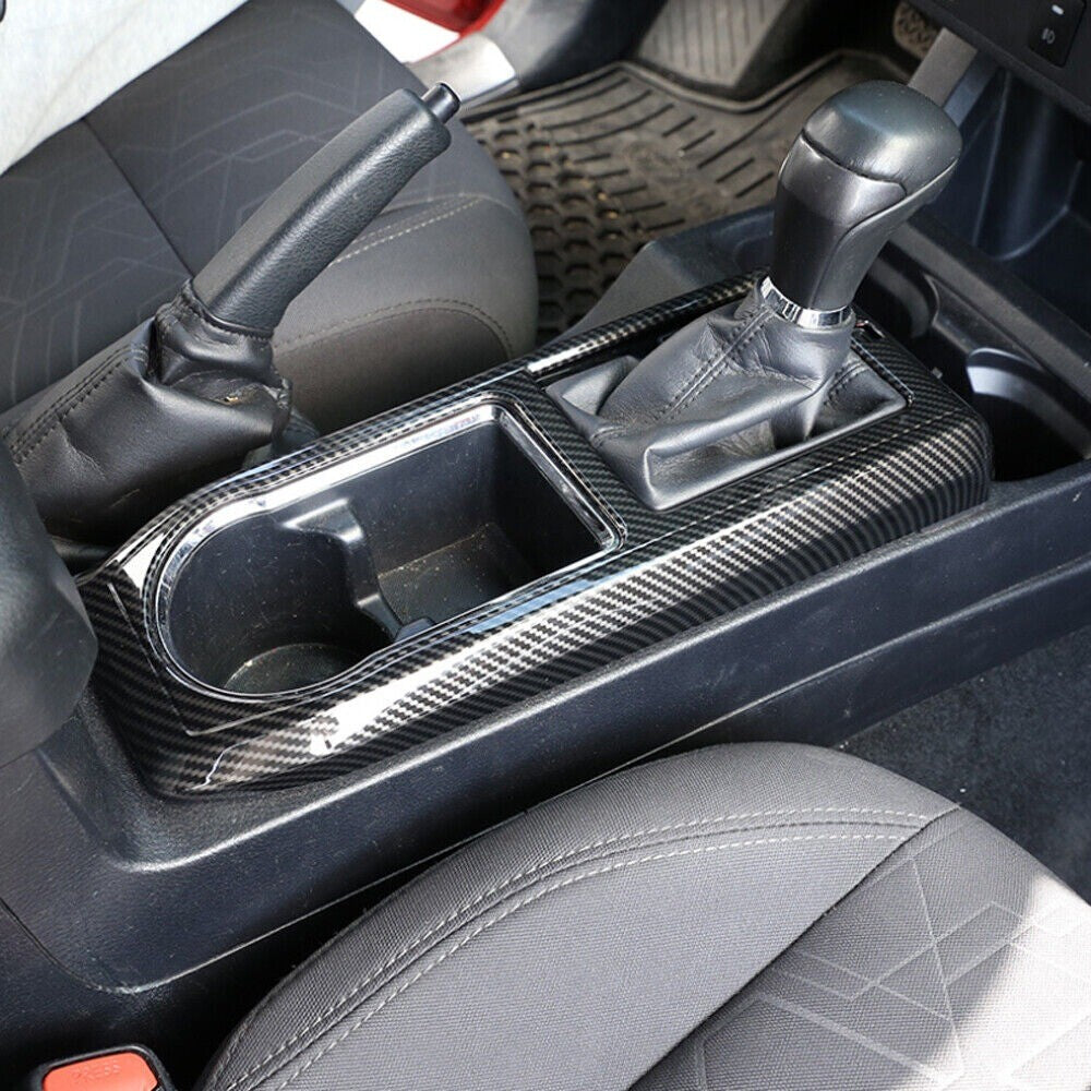 For T@yota T@coma 2015-2023 Carbon Fiber ABS Gear Shift Cup Holder Panel Cover