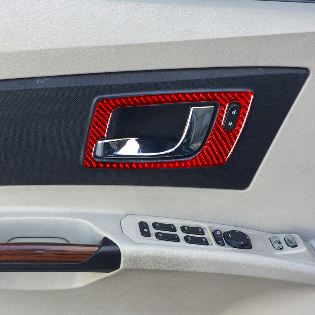 4Pcs Red Carbon Fiber Interior Door Handle Cover Trim for Cadillac CTS 2003-2007