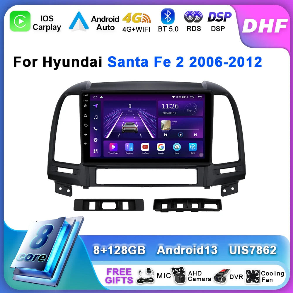 for Hyundai Santa Fe 2006-2012 Android Car Radio Carplay GPS Stereo Video Player