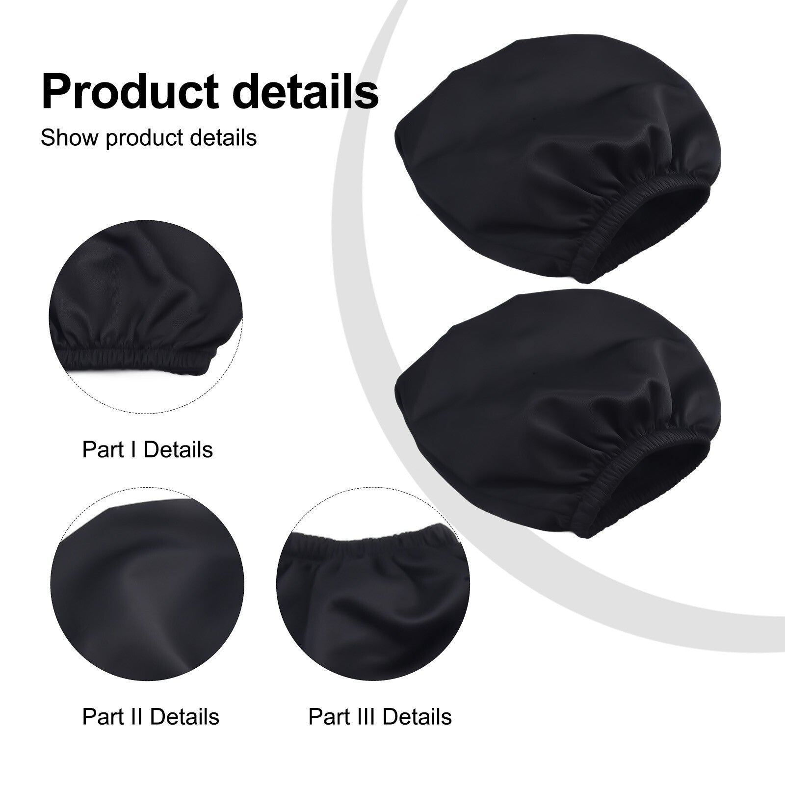 4PCS Black Premium Cloth Headrest Cover For Car, Truck, SUV, Auto Fit