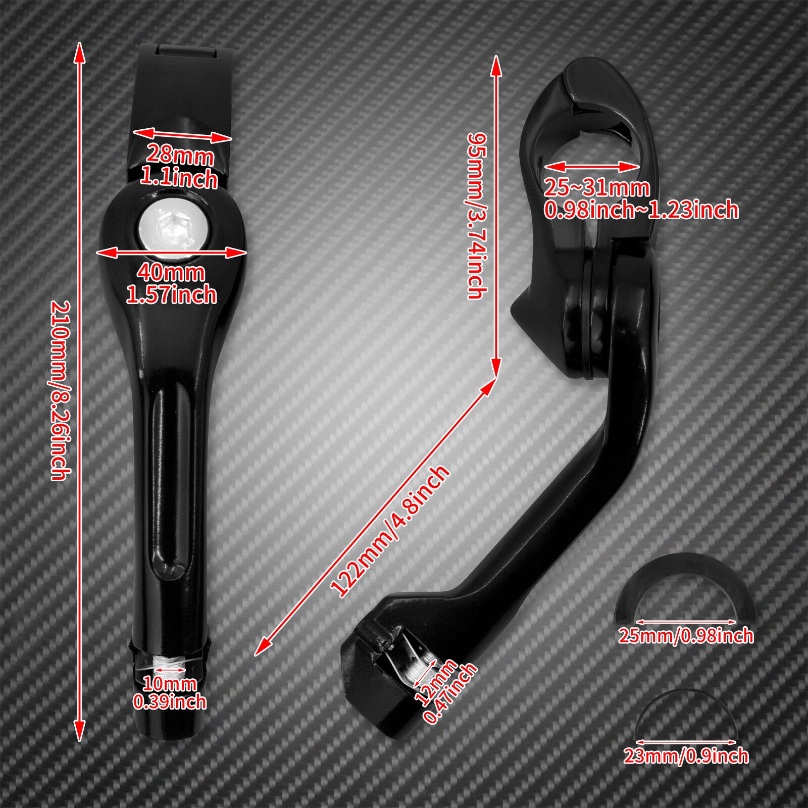 Black 1-1/4 Engine Guard Highway Long Angled Mount Foot Pegs for Harley Touring