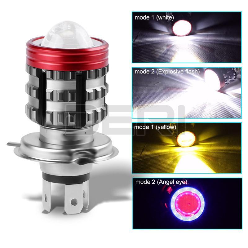H4 LED Bulb Hi/Lo Beam Motorcycle Headlight Super Bright Kitswith Angel Eye