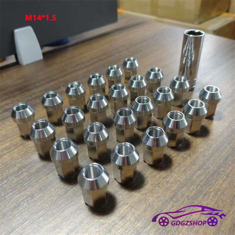 24pcs M141.5 Stainless Steel Wheel Nuts Lug Nuts Hex 19mm Length 35mm Universal