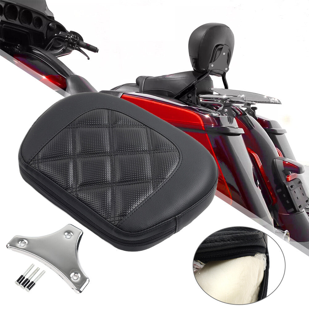 Black Stitching Passenger Sissy Bar Backrest Pad Bracket for Harley Street Glide