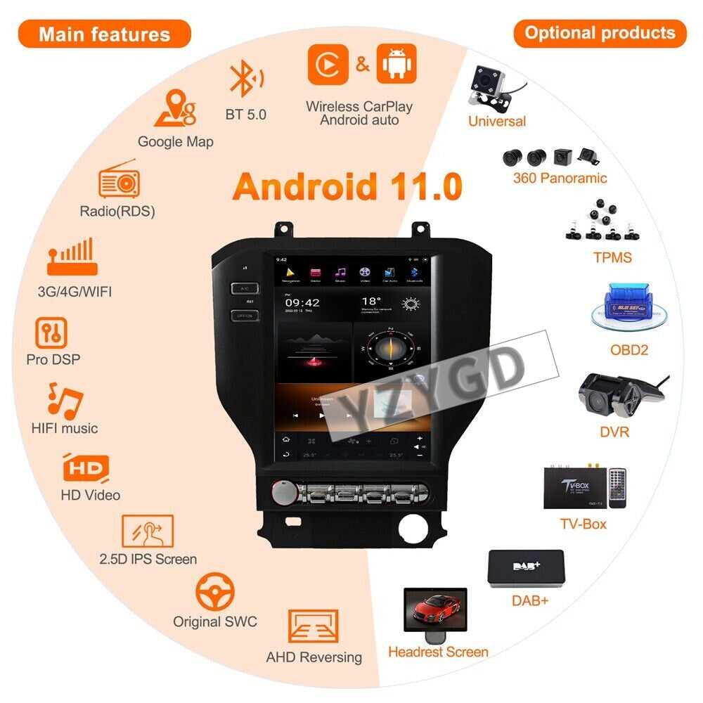 for Ford for Mustang 2015-2020 Android Car Radio Carplay 2Din Stereo Receiver Screen