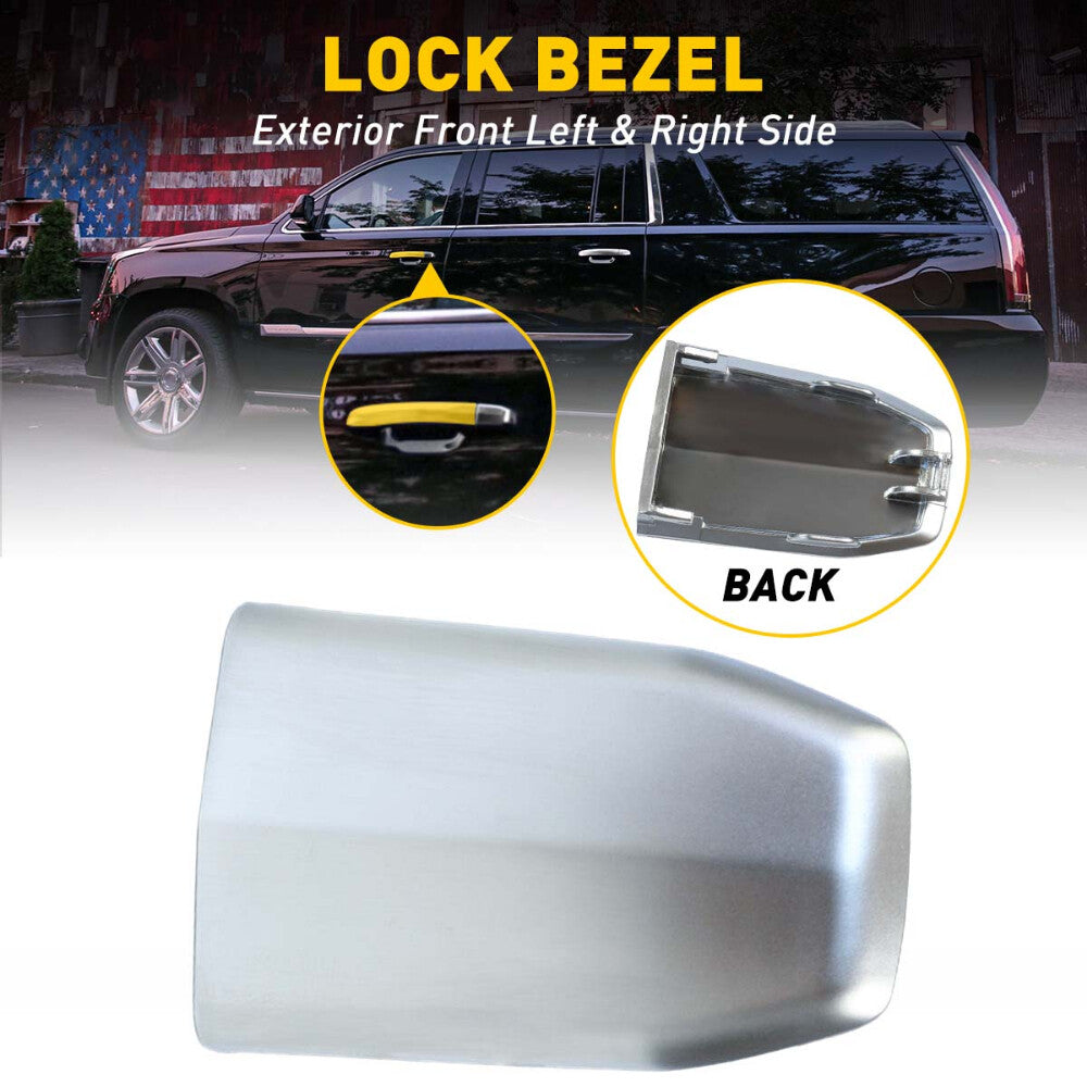 Chrome Front Door Handle Lock Cylinder Cover For 2015-2019 for Cadillac for Escalade EOA
