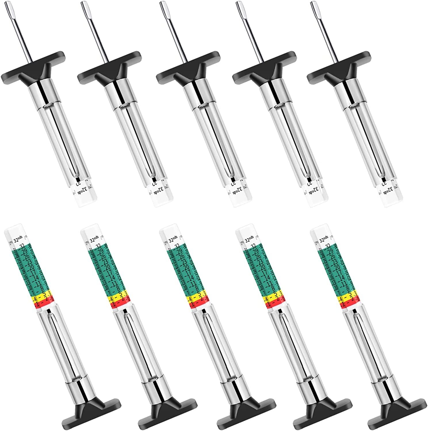 10pcs Color Coded Tire Tread Depth Gauge Car Automotive Measurement Tool