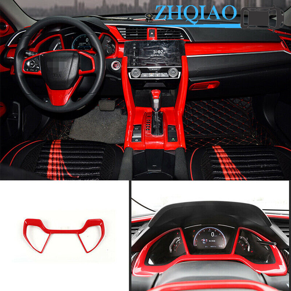 ABS Red Interior Dashboard Decoration Trim for Honda for Civic 10th 2016 2017-2020