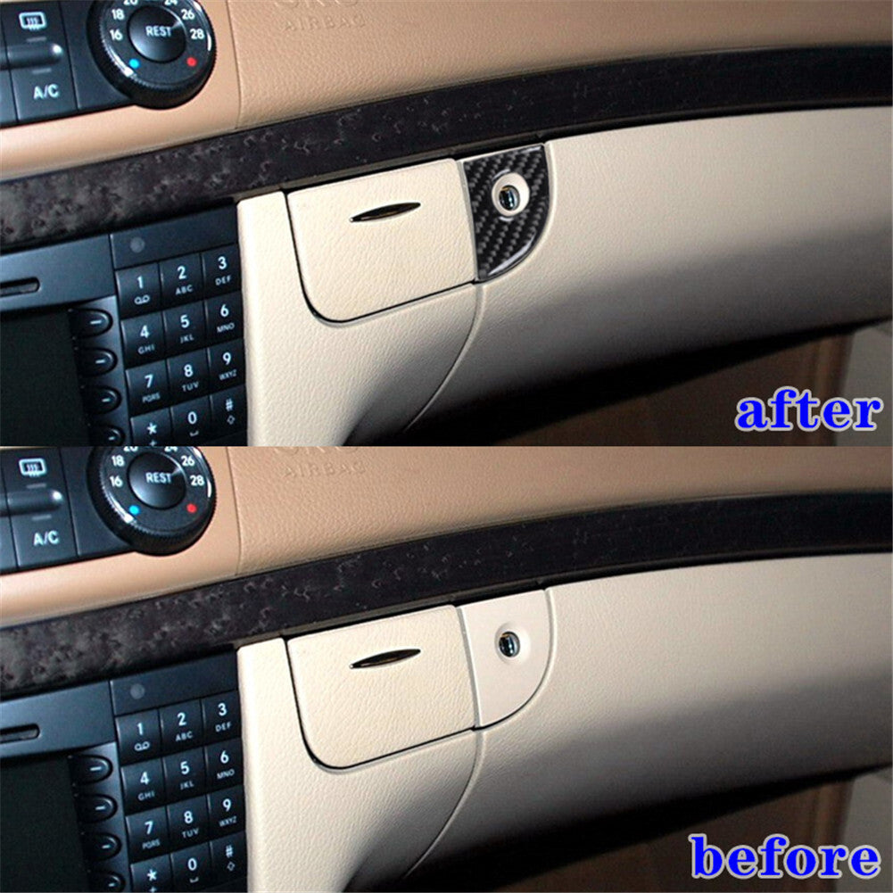 1X Carbon Fiber Glove Box Handle Cover Trim for Mercedes-Benz E-Class W211