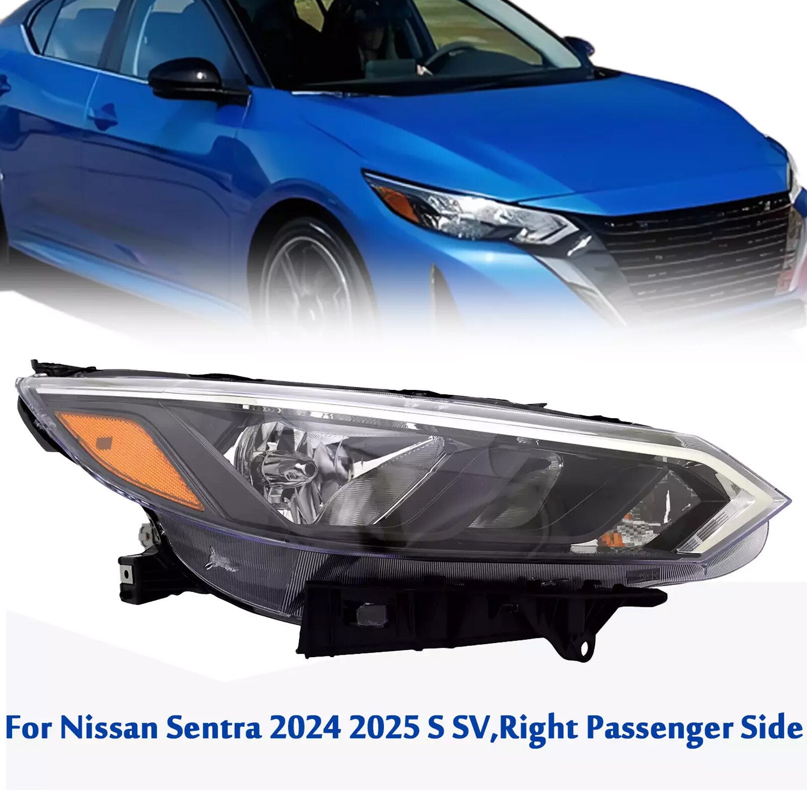 The right-side halogen headlight is suitable for Nissan Sentra S/SV 2024-2025 model 26010-6LY0A