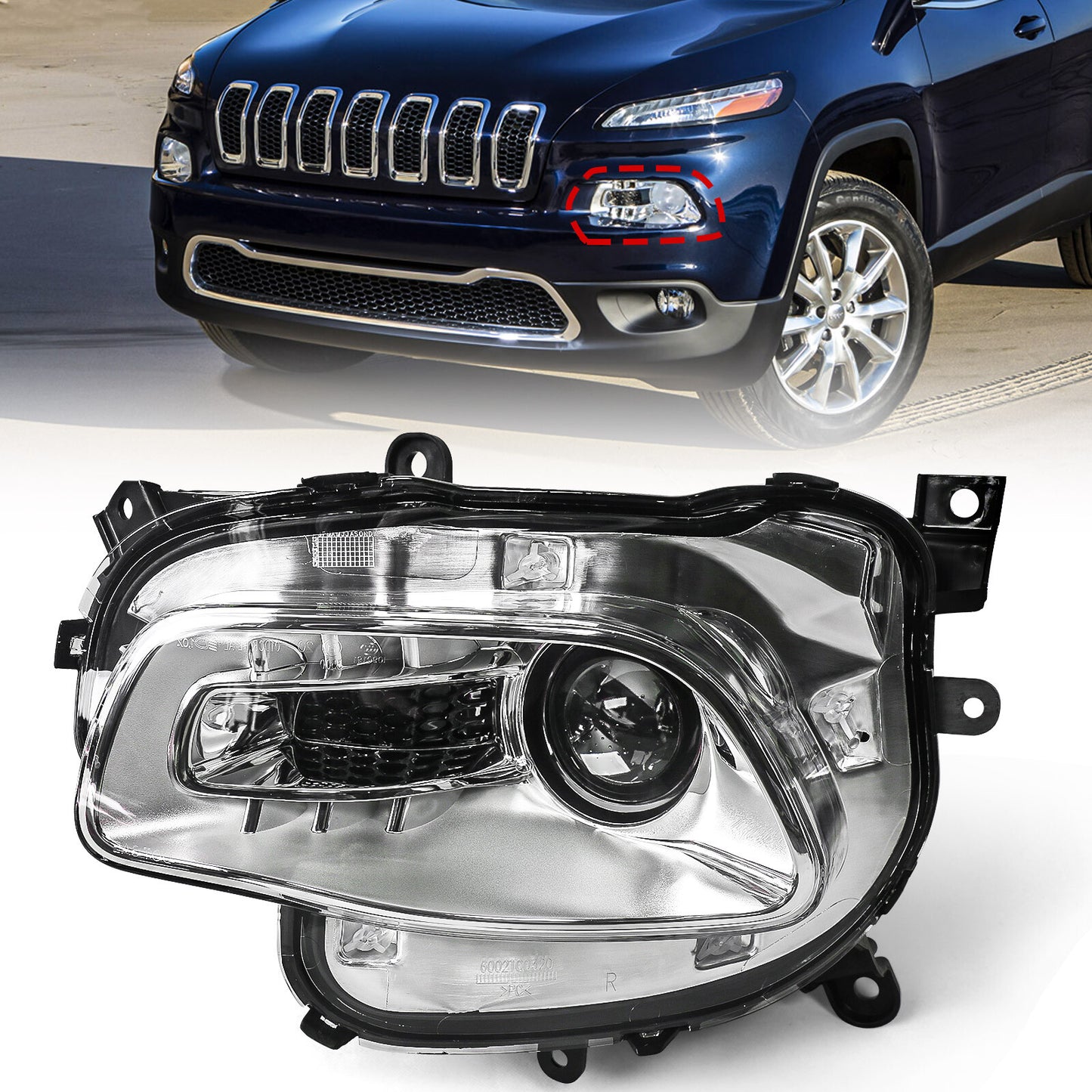 For 2014-2018 for Jeep Cherokee HID/Xenon Chrome Projector Headlight Headlamp Driver