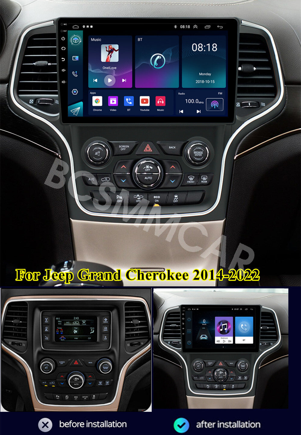 Car Stereo Radio Player GPS WIFI Head Unit Fit for JEEP Grand Cherokee 2014-2022