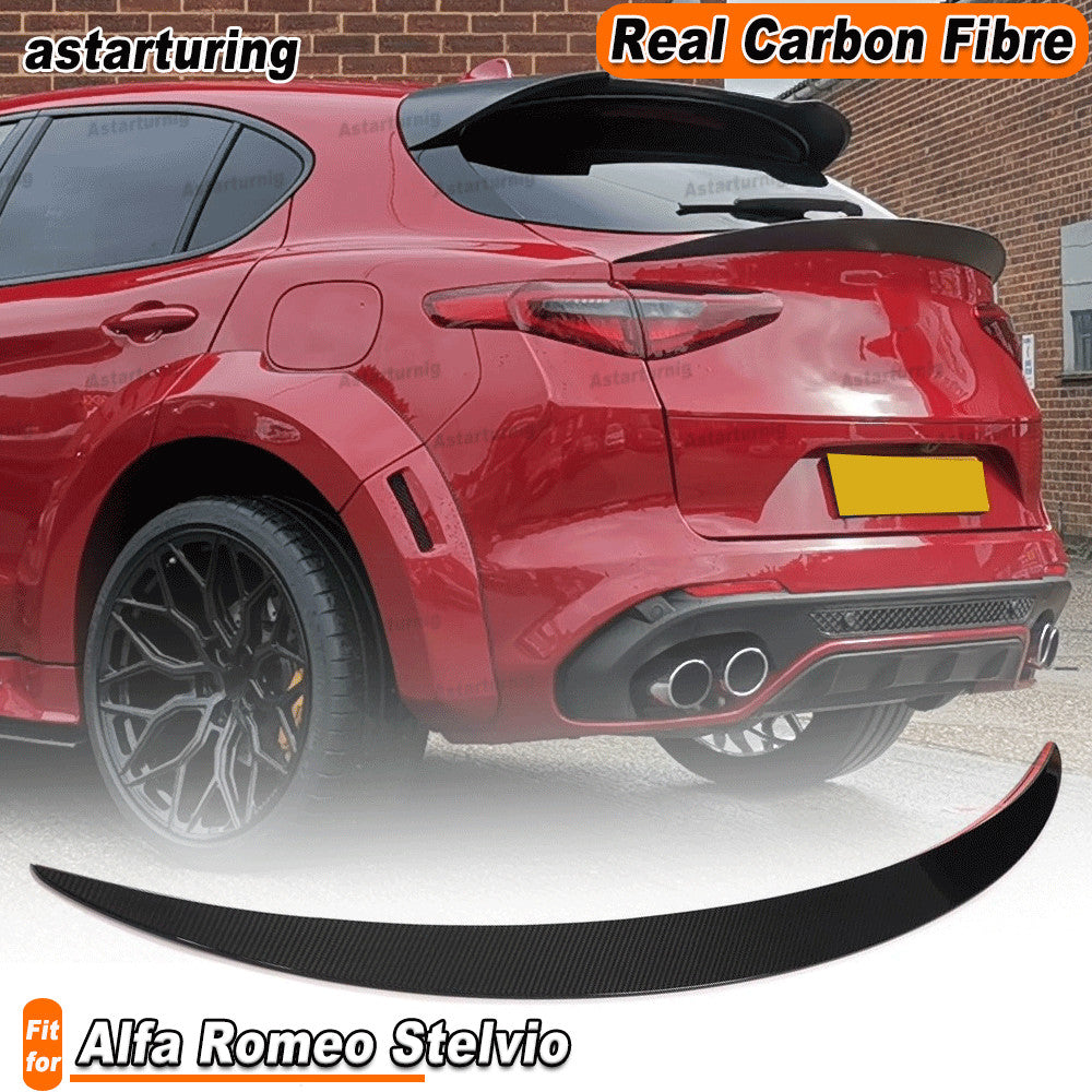 for Alfa Romeo for Stelvio SUV 2017-21 Rear Trunk Spoiler Lip Wing Dry Carbon Fiber