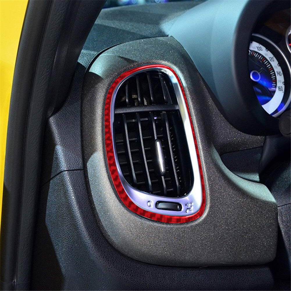 2Pcs Red Carbon Fiber Interior Side Air Vent Cover Trim for Fiat 500L 2014-2017