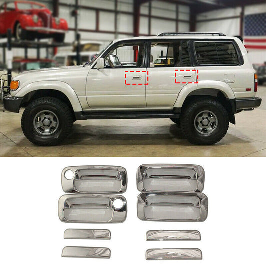 for Land Cruiser LC80 FJ80 1990-1997 Chrome Outside Door Handle Bowl Cover Trim