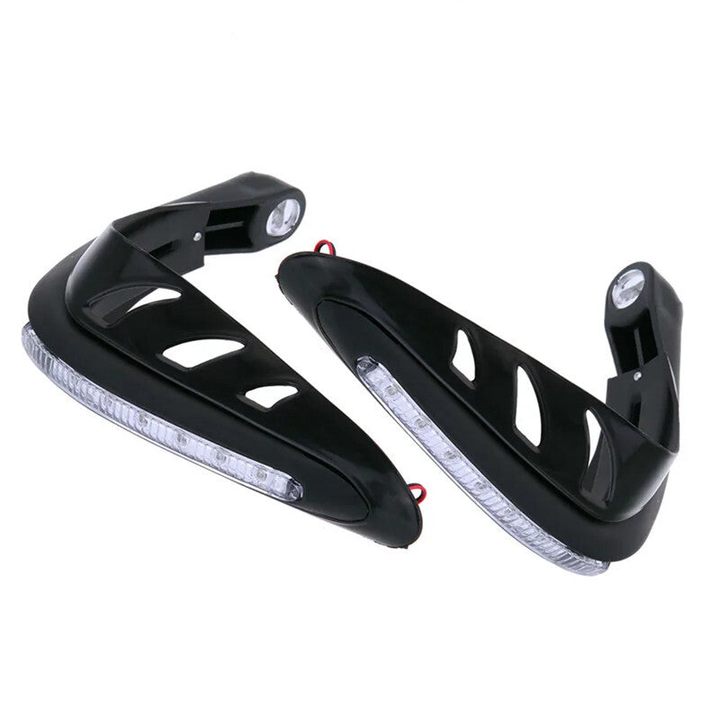 1 Pair Motorcycle Front Handle Hand Guard Protector Cover With White Led Light