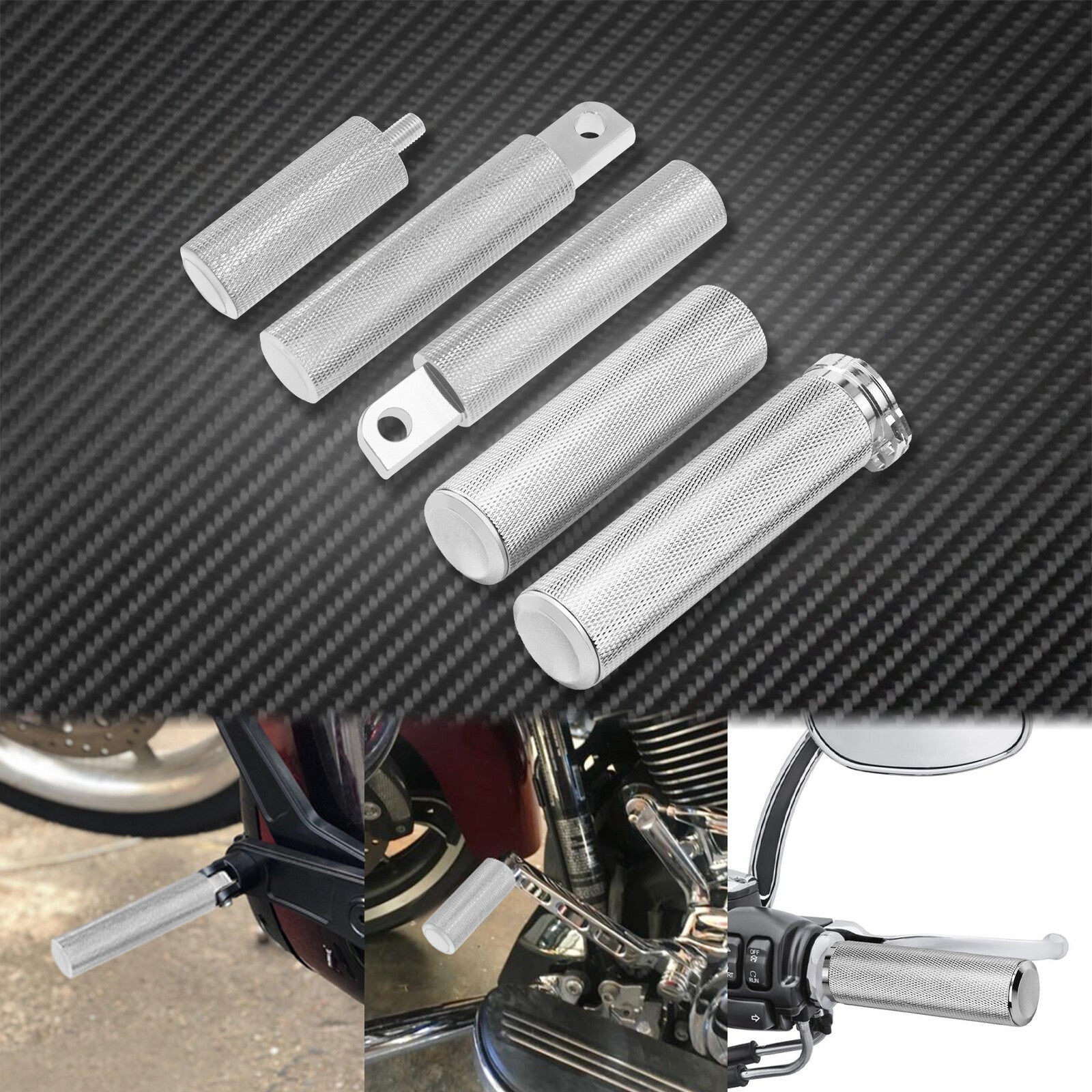 One Set Chrome Hand Grips Foot Peg Shifter Peg Fit for Harley Sportster Touring