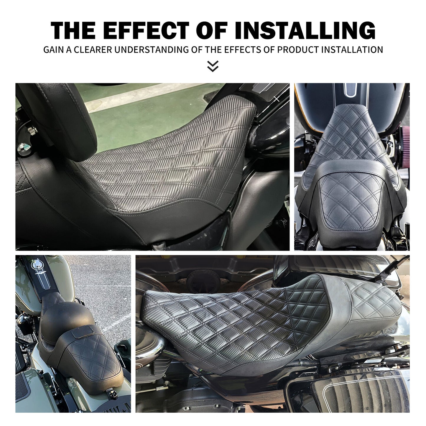 Driver Passenger for Seat Blue Stitching for Harley Touring Road Street Glide 09-23
