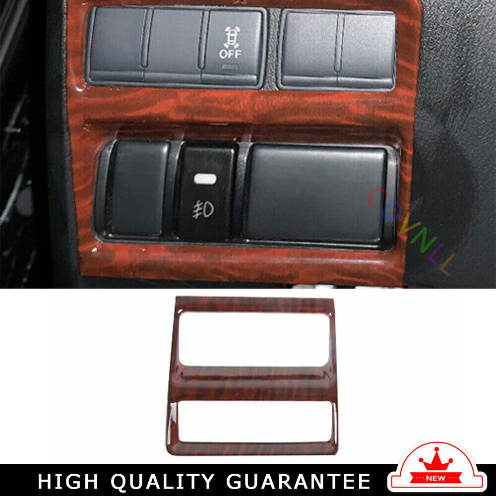 Headlight Button Frame Cover Trim for Nissan Armada Y62 2017-2020 Red Wood Grain