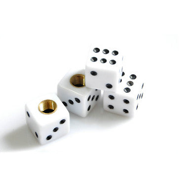 White Gem Dice Tire/Wheel Stem Air Valve CAPS set Universal Car hot rod ATV
