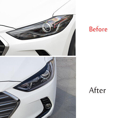 Gloss Black Front Headlight Lamp Strip Trim 2PCS for Hyundai for Elantra 2017-2018