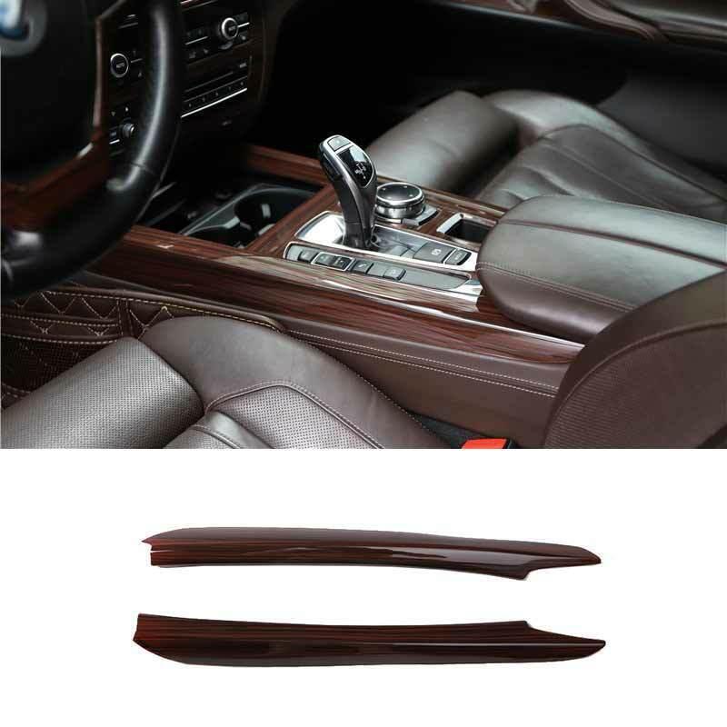 for BMW X5 X6 F15 2014-2018 Red Wood Grain Gear Shift Both Side Strip Trim 2pcs