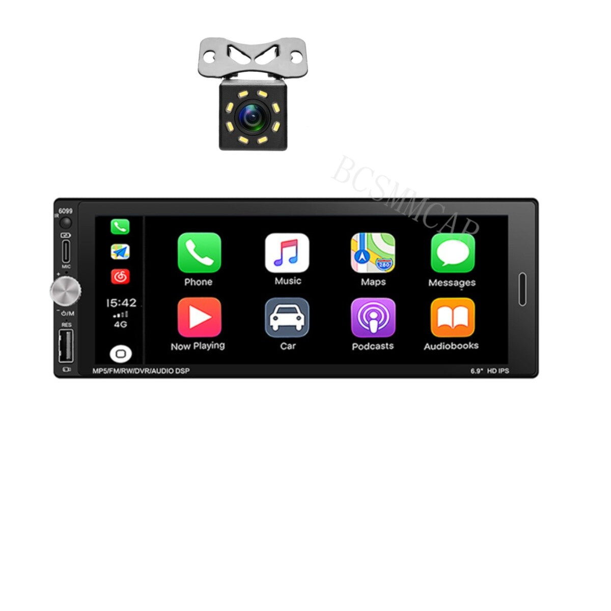 6.9in 1Din Touchscreen Car Stereo Radio MP5 Player Bluetooth USB FM Video Cam
