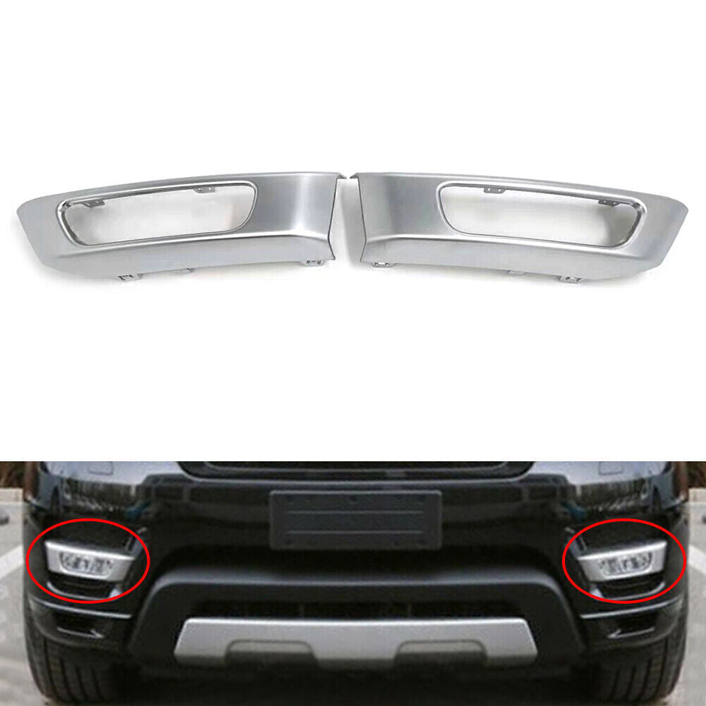 2PCS Front Bumper Fog Light Lamp Cover Silver for Range Rover Sport 2014-2017