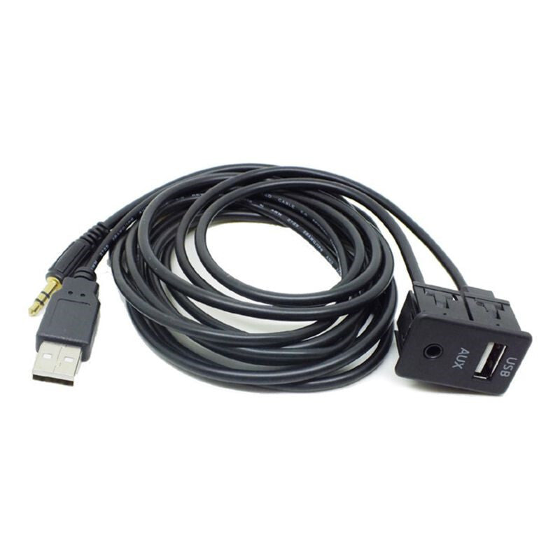 Car Dashboard Panel Extension Flush Mount Line USB Charger 3.5mm AUX Adapter