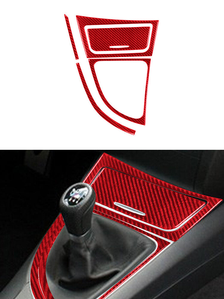 Red 5Pcs Console Gear Trim Cover for BMW 1 Series Convertible E82/E88 2008-2013
