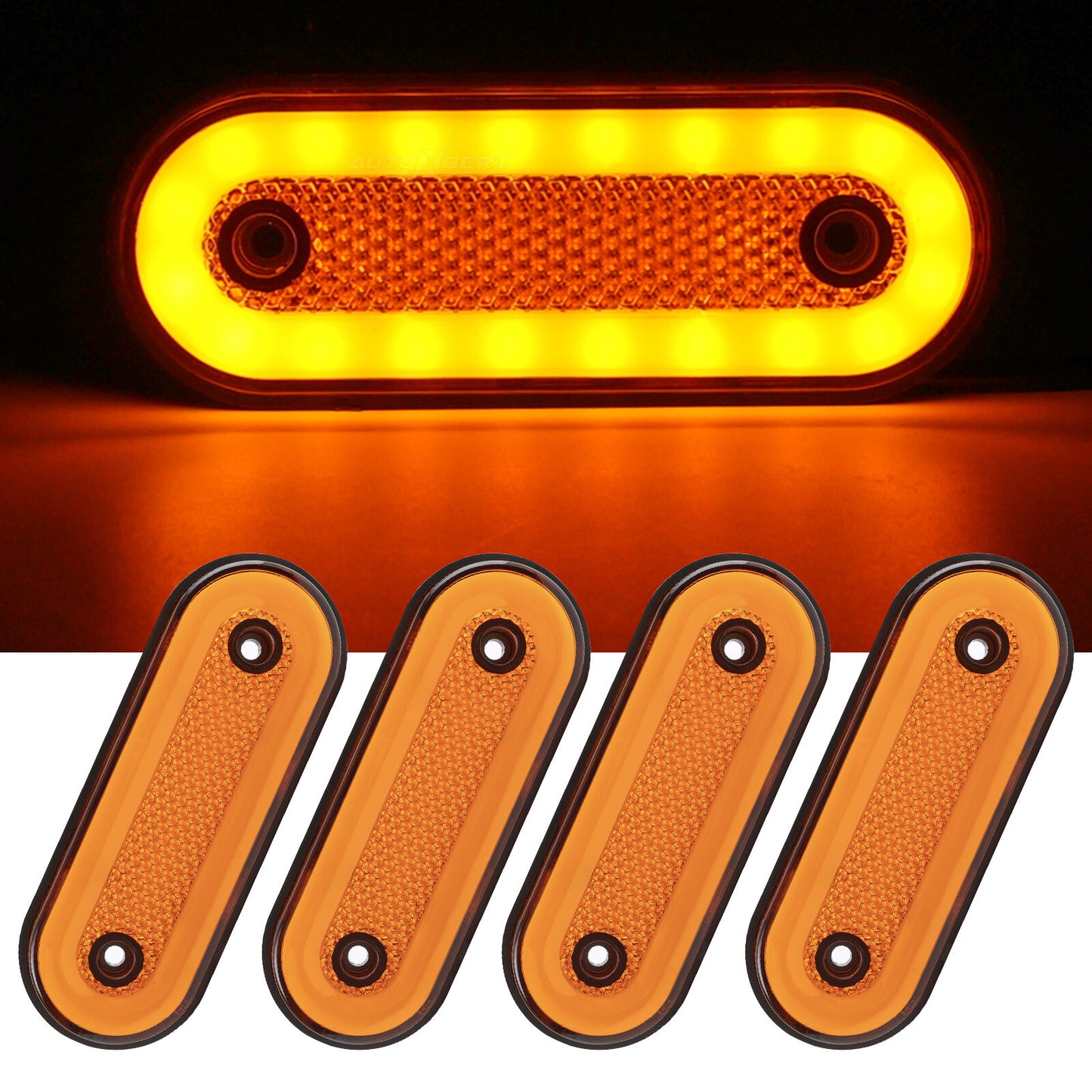 Oval LED Side Marker Clearance Lamp Trailer Truck Lorry 12V -24V Light Amber LED