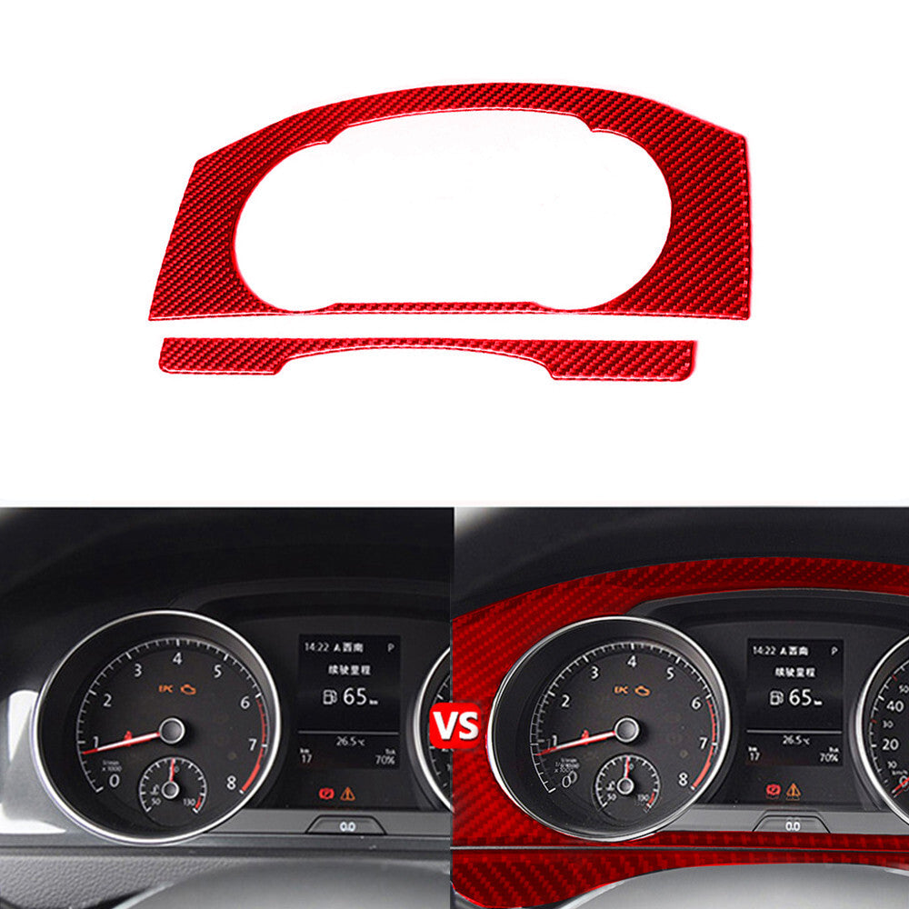 Red Carbon Fiber Dashboard Console Panel Trim Cover for VW for Golf MK7 2014-2019