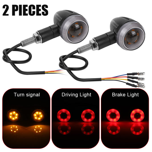 2X Amber/Red Motorcycle LED Turn Signals Blinker Brake Running Light Indicator