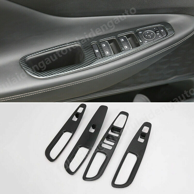 for Hyundai Santa Fe 2019-2021 Carbon Fiber Car Window Lifter Switch Panel Cover