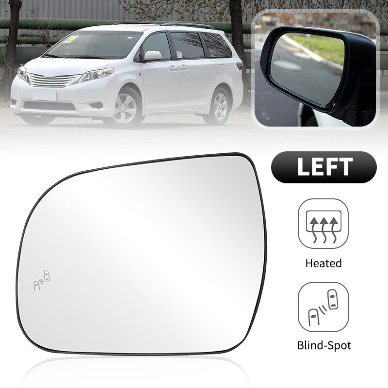 Left Driver Side Heated Mirror Glass W/Blind Spot For 2011-2020 for Toyota for Sienna