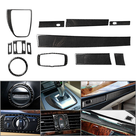 LHD Carbon Fiber Black Interior Decorative Cover Trim for BMW 5 Series E60 04-10