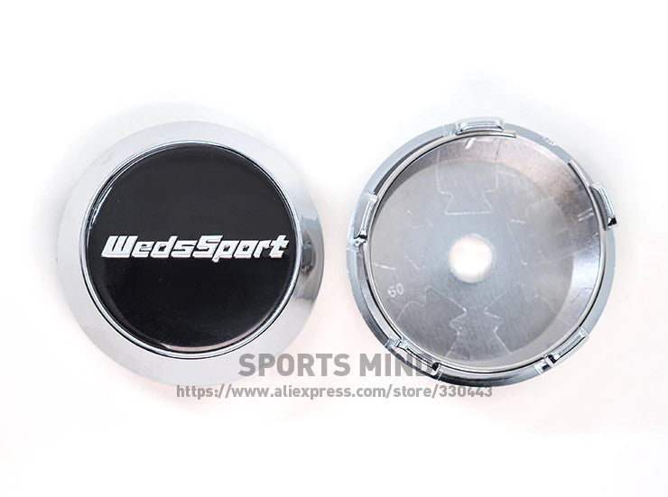 4-piece 60mm Weds Sport wheel caps, rim caps, center caps, badges, logos, black chrome plating.