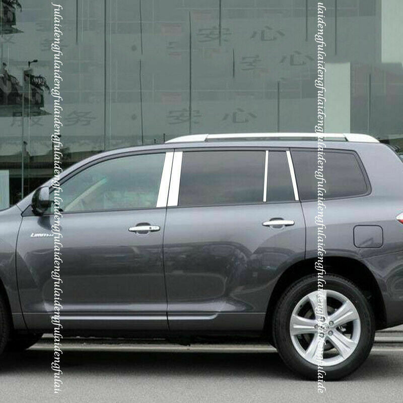 8Pcs CHROME Pillar Posts for Toyota Highlander 2008-2013 Door Trim Mirrored Kit