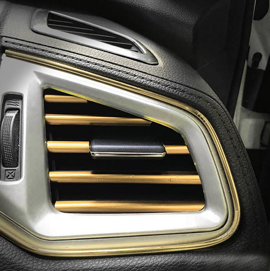 10-Piece Car Air Conditioner Socket Decorative Molded Trim Strips in Gold for Peugeot
