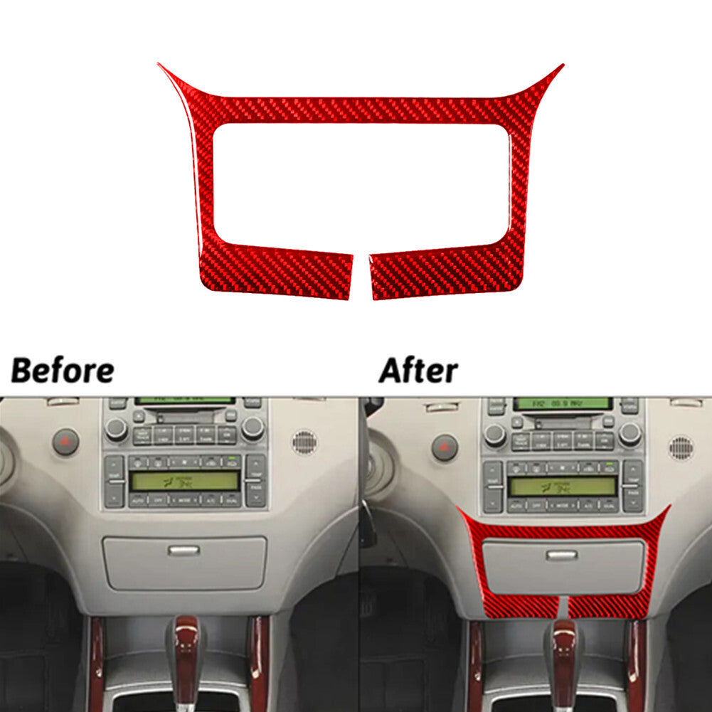 Red Carbon Fiber Center Storage Box Frame Cover Trim for Hyundai Azera 2006-2011