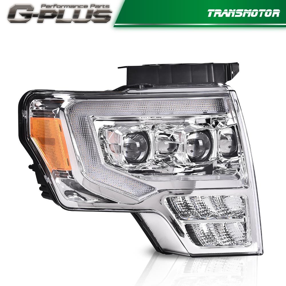 Suitable for 2009-2014 for Ford F150 Clear LED Headlights with Amber Reflectors