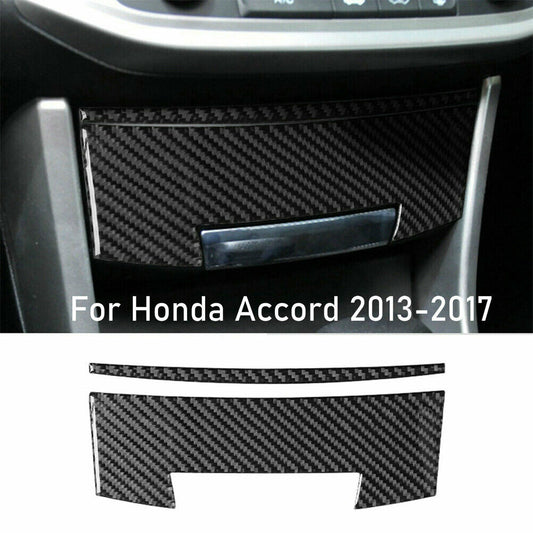 For 2013-2017 for Honda Accord Carbon Fiber Interior Central Storage Box Cover Trim