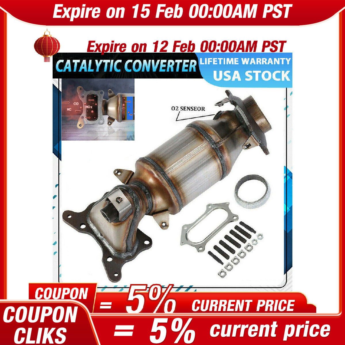 Catalytic Converter for 2008 2009 2010 2011 2012 for Honda Accord 2.4L 16590 US