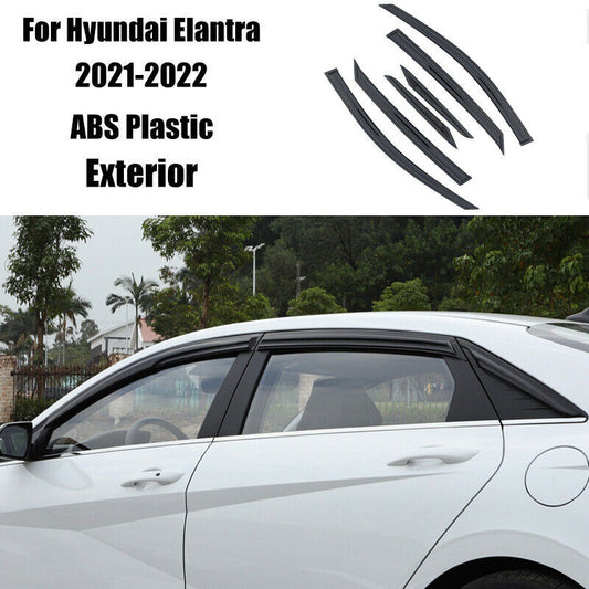 Black Window Visor Sun Rain Guard Vent Shade trim for Hyundai for Elantra 2021-2024