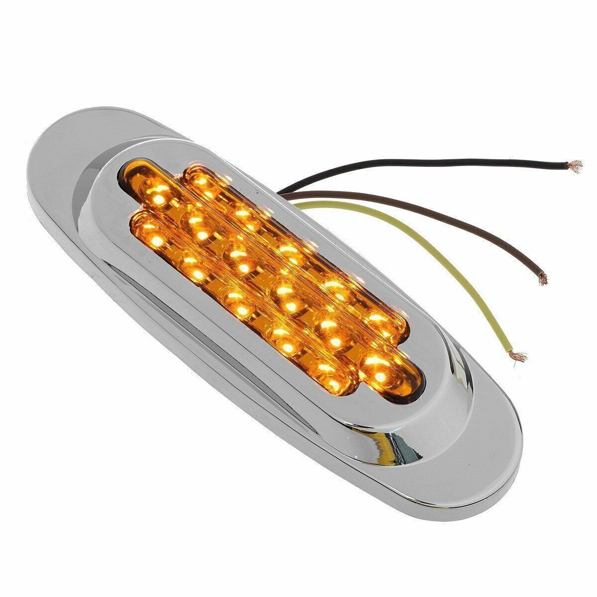 10-50pcs Oval Side Marker Light 16-LED Amber Chrome Bezel for Freightliner Truck