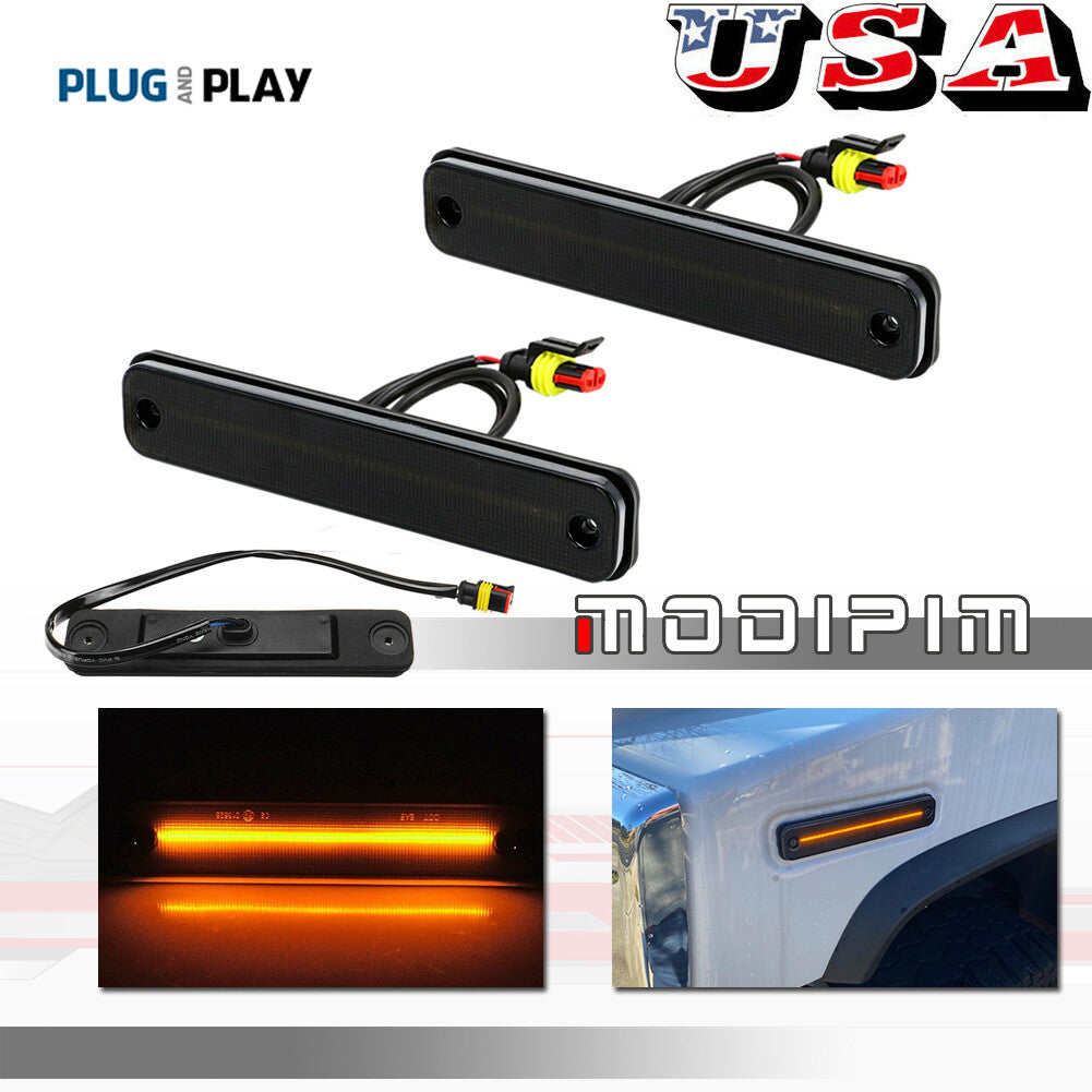 2-pack of amber LED side marker lights for front-facing smoke lenses, suitable for 2003-2009 for Hummer H2