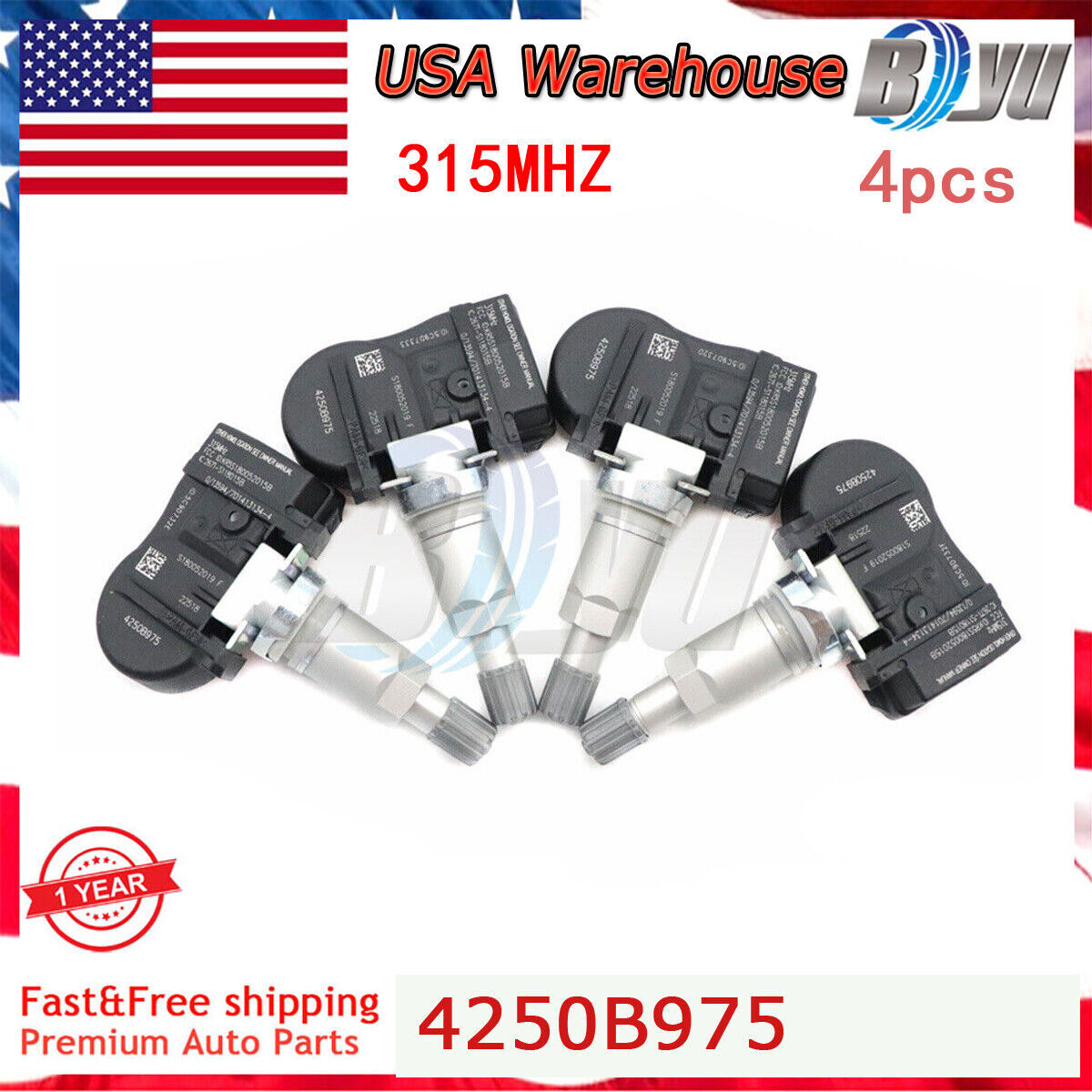 4x TPMS TIRE PRESSURE SENSOR NEW 4250B975 for Mitsubishi Lancer Outlander Sport