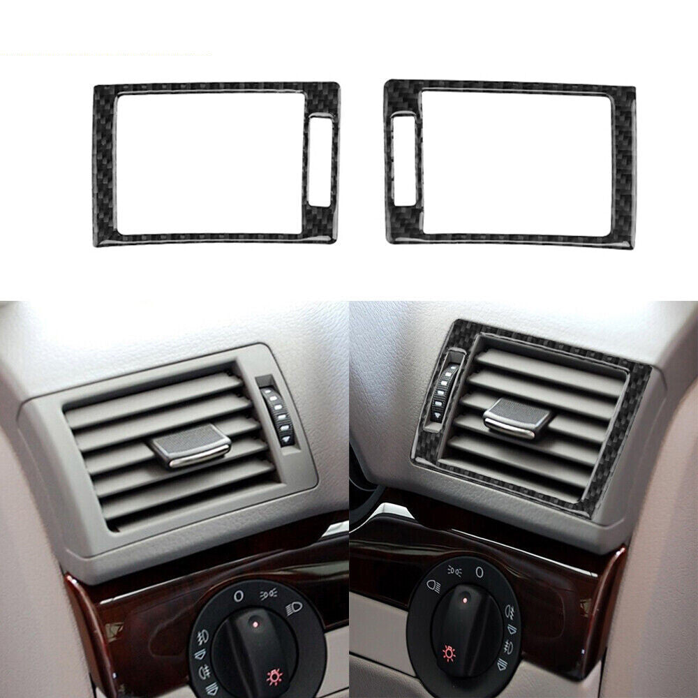 2X Car Left & Right Air Outlets Panel Trim Carbon Fiber for Audi for A4 S4 2005-2008