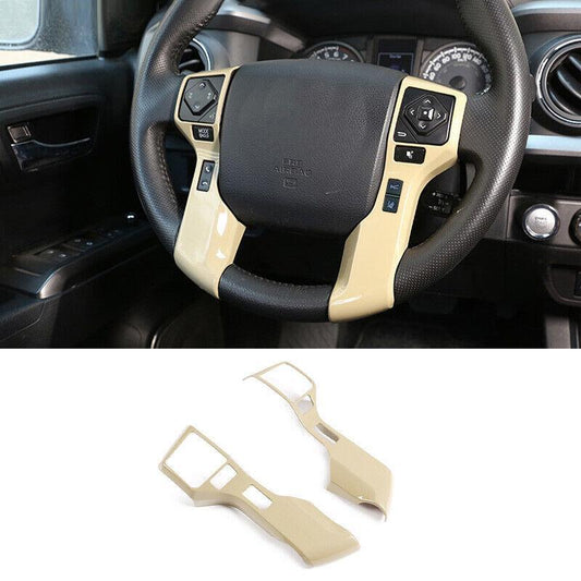 Bright Gray Steering Wheel Button Cover Trim 2PCS for Toyota Tundra 2014-2021